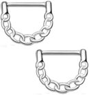 14G Silver Chain Link Brass Nipple Clicker Ring