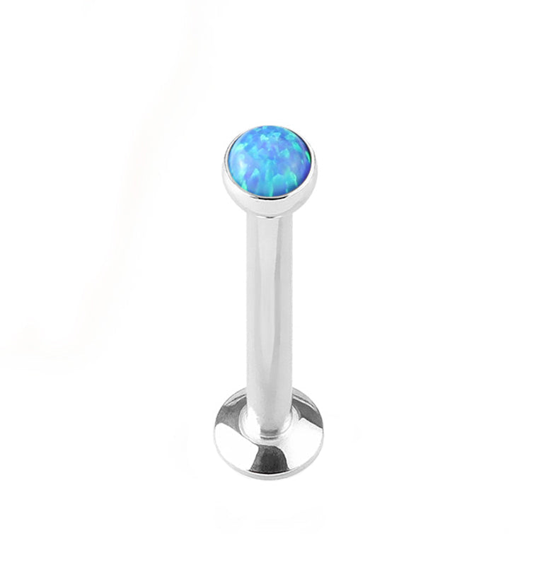 16G Blue Opalite Flat Back Internally Threaded Steel Post