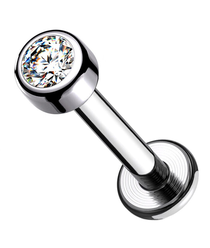 16G Clear CZ Titanium Labret