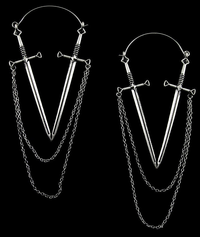 20G Sword & Chain Plug Hoops