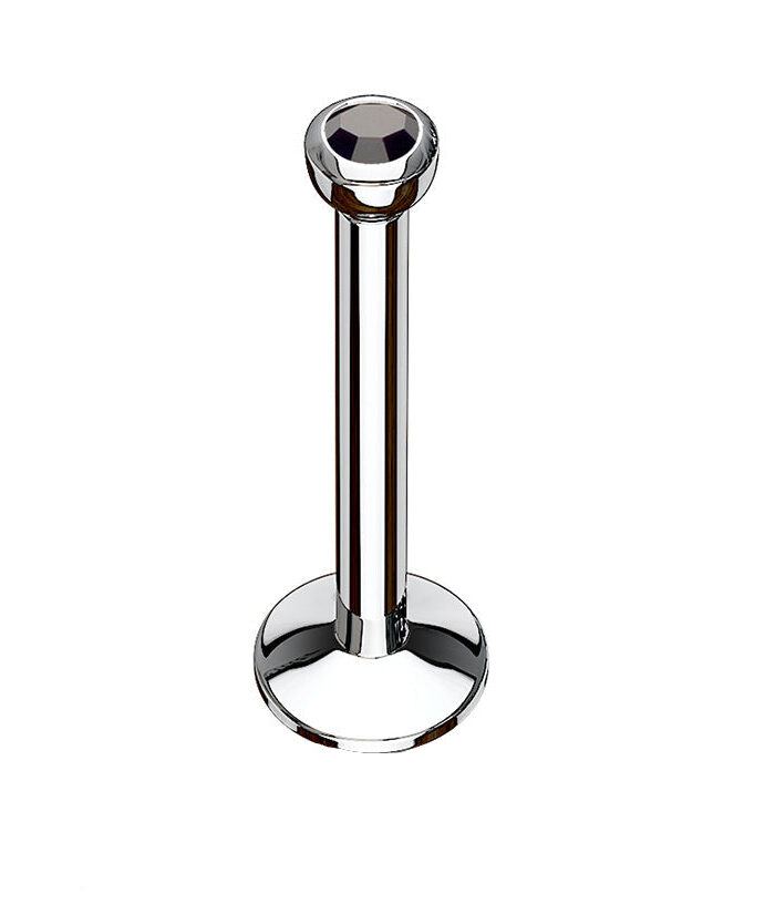 Black CZ Stainless Steel Internally Threaded Labret