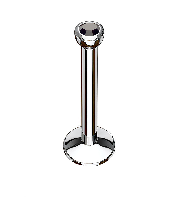 Black CZ Stainless Steel Internally Threaded Labret