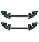 Black PVD Abalone Bat Wing Stainless Steel Nipple Barbells