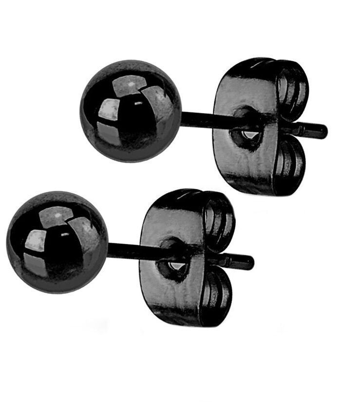 Black PVD Ball Point Earrings