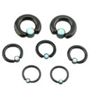 Black PVD Opalite Flat Disk Captive Ring