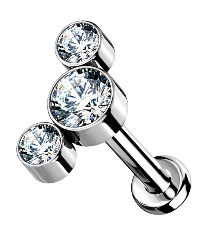 Clear Cluster CZ Titanium Threadless Labret