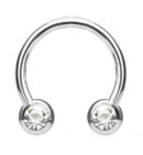 Clear CZ Steel Stainless Circular Barbell