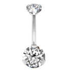 Clear CZ Titanium Internally Threaded Belly Button Ring