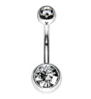 Clear Double CZ Belly Button Ring