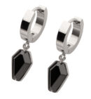 Coffin Black CZ Stainless Steel Hoop Huggie Earrings