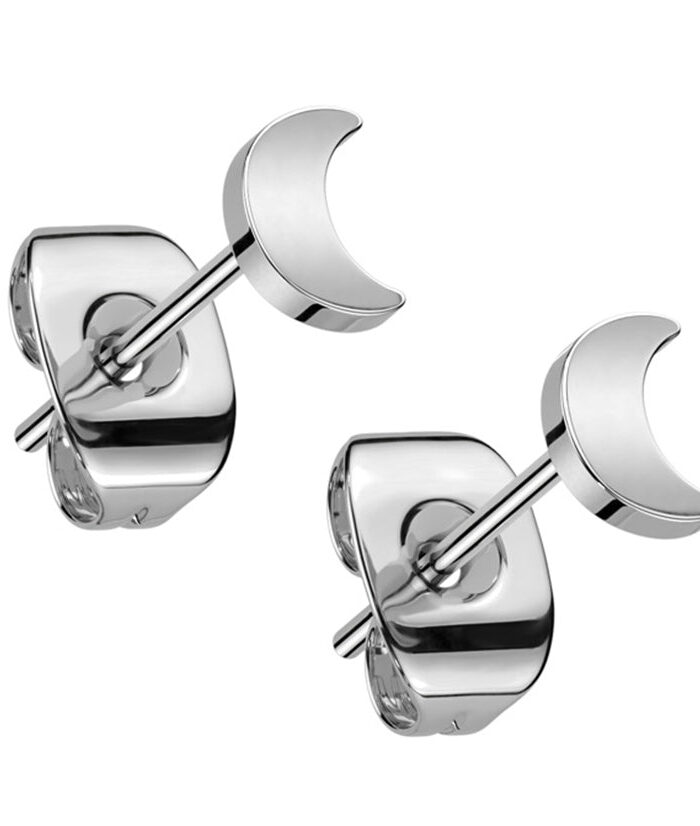 Crescent Moon Titanium Stud Earrings