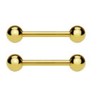 Gold Plated Stainless Steel Nipple Ring Bar