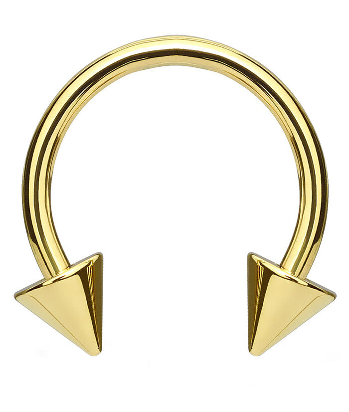 Gold PVD Spike Circular Barbell