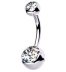 Internally Threaded Titanium CZ Belly Button Ring