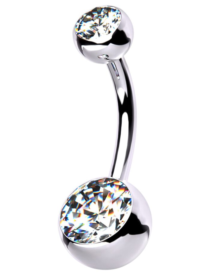Internally Threaded Titanium CZ Belly Button Ring