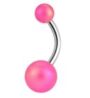 Matte Pink Stainless Steel Belly Button Ring