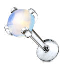 Opalite Glass Prong Top Internally Threaded Labret
