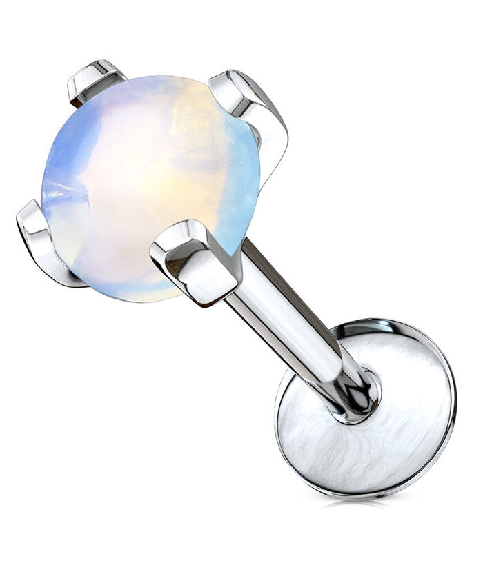 Opalite Glass Prong Top Internally Threaded Labret