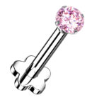 Pink CZ Titanium Threadless Labret