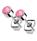 Pink Opal Titanium Bezel Earrings
