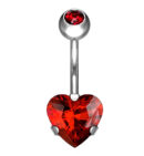 Red Heart CZ Titanium Belly Button Ring