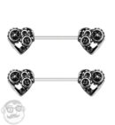 Steampunk Heart Nipple Ring Barbell