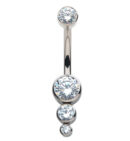 Triple CZ Drop Titanium Belly Button Ring