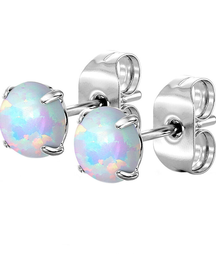 White Opalite Prong Set Earrings